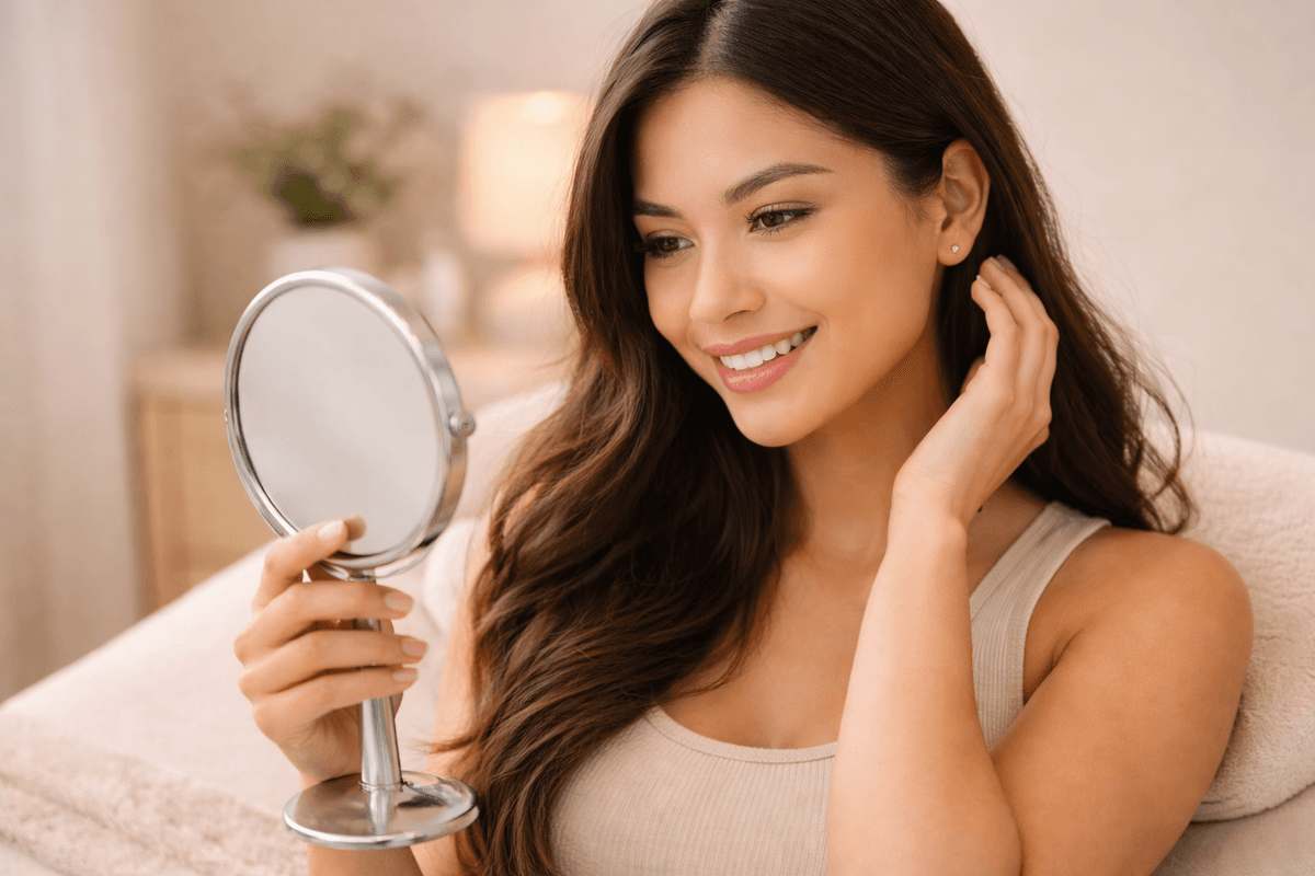 Happy client after lash appointment