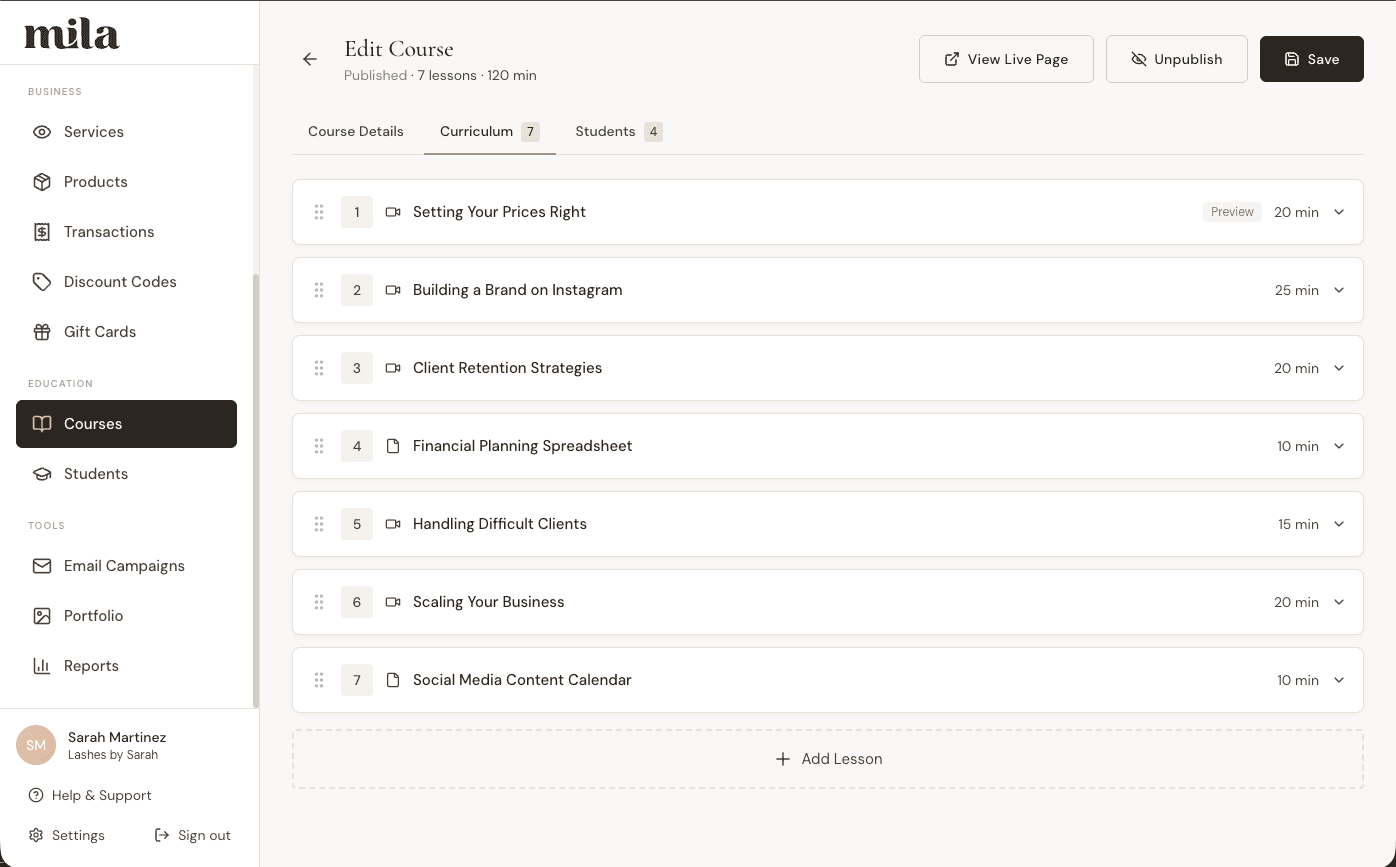 Building a course curriculum in Mila